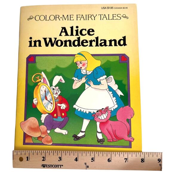 VTG 1991 COLORING BOOK Alice In Wonderland Color Me Fairy Tales USA 10.5” x 8” - Picture 6 of 7